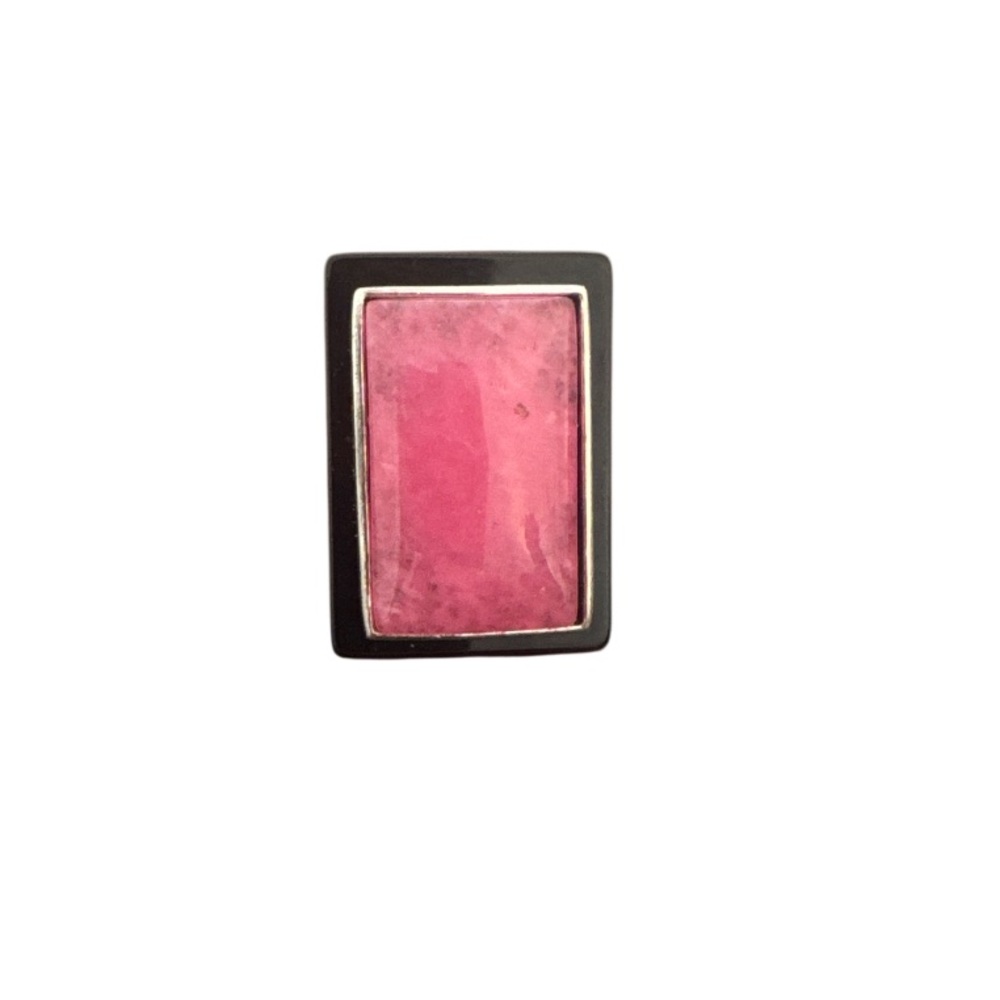 Pink Rectangular Ring Glass Pendant Over Black - … - image 2